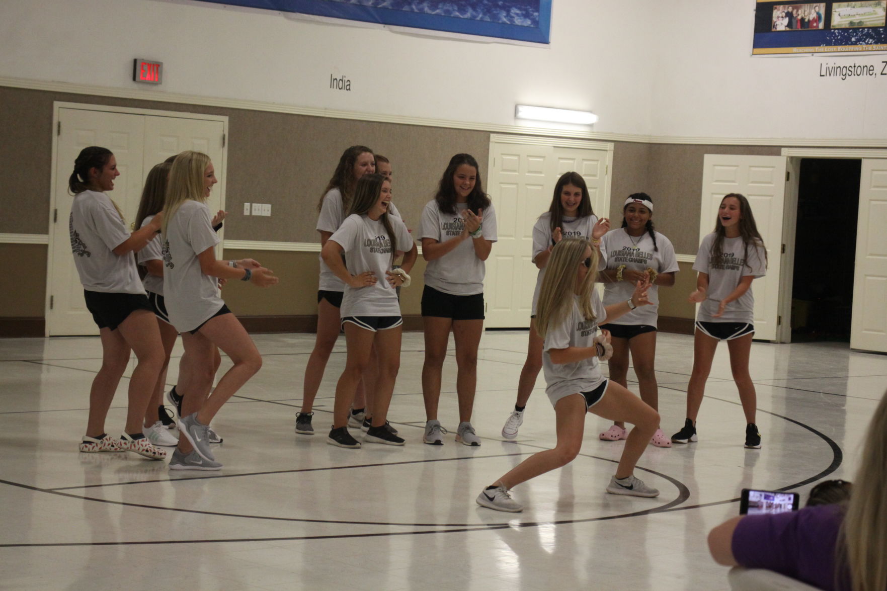 Pep rally for Ponytails, Belles